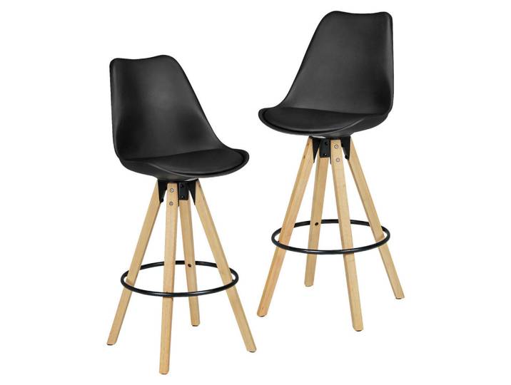 Mid.you Barhocker-Set, Schwarz, Metall, Kunststoff, Kautschukholz, massiv, konisch, 49x113x49 cm, Esszimmer, Barmöbel, Barhocker