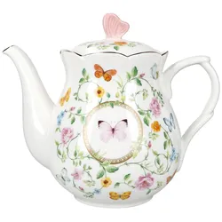 DANCING BUTTERFLIES Teekanne mit Deckel aus Porzellan – R3128#DANB