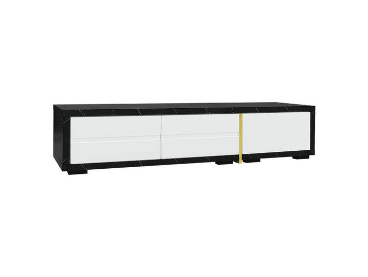 ComfortXL Lowboard De-40554 Längenverstellbar mit Marmoroptik Weiß, 140x30x40 cm, Wohnzimmer, TV Möbel, Lowboards, Lowboards stehend
