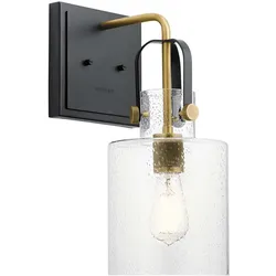 Wandleuchte Wandlampe Flurleuchte Stahl Glas 1-flammig B 18 cm Messing
