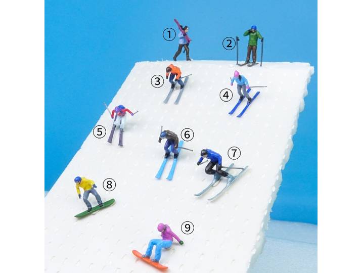 Figurine Miniature de ski, échelle HO 1/87, 2cm, Table de sable, Micro photographie, Diorama, modèle jouet, ornement