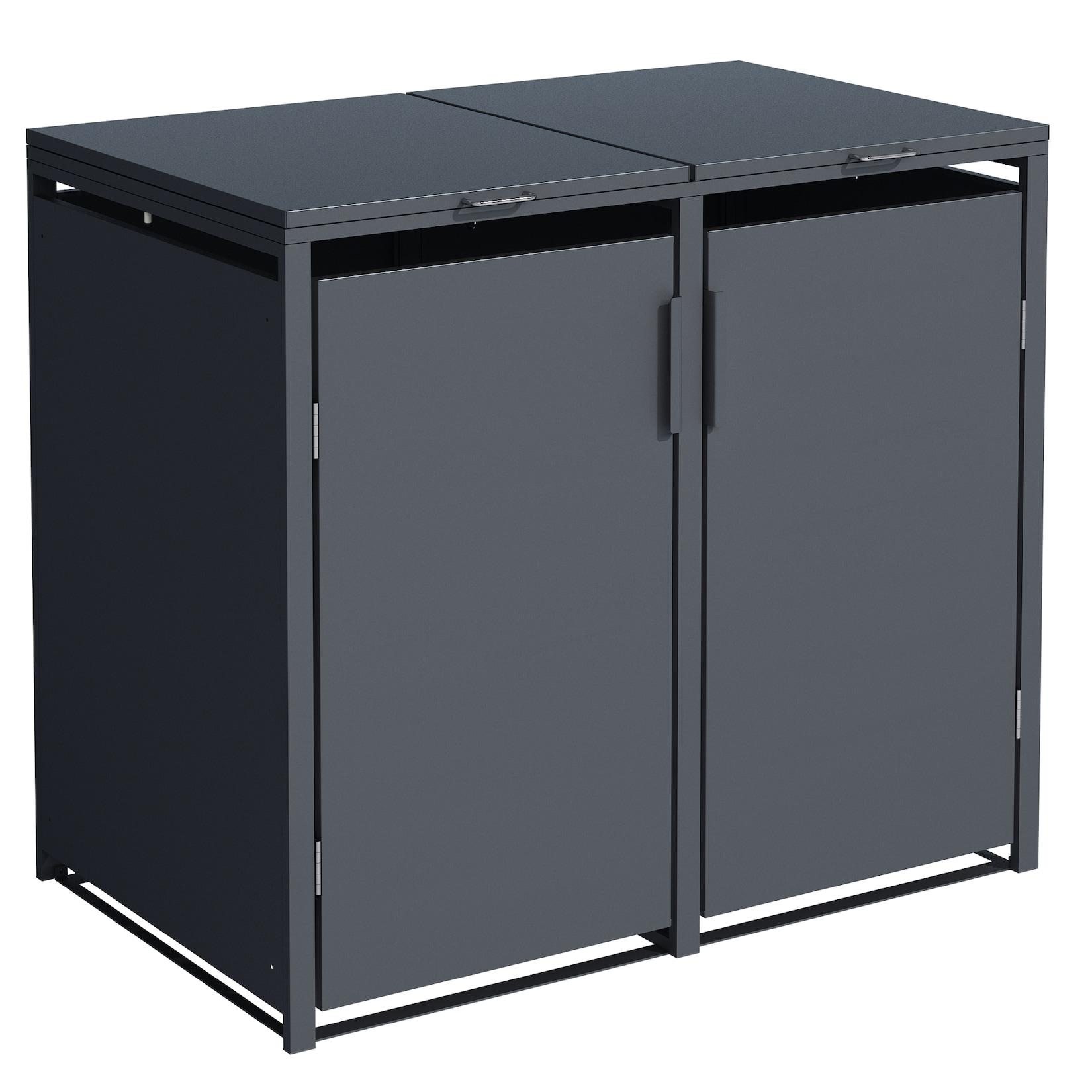 Mülltonnenbox MÜNCHEN 115x62x102cm für 2x KLEINE Tonnen 120 Liter, Stahl anthrazit