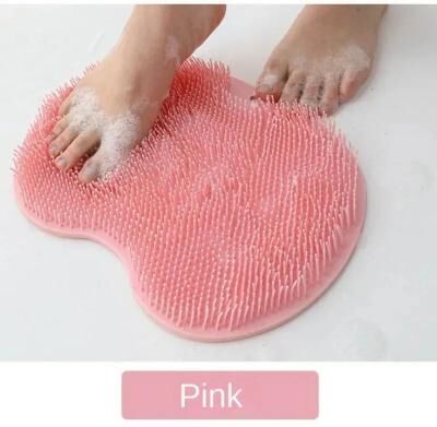 Inspire Select Exfoliating Foot Scrubber Mat Anti Slip Suction Cup Foot Brush & Back Cleaner For Deep Cleansing pink