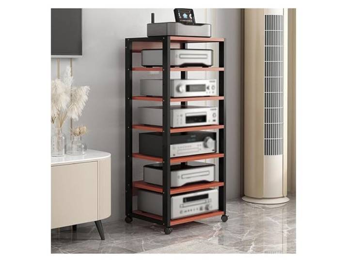 audio rack hifi regal 4/5/6/7-stufiges Medienständer-Komponenten-Stereo-Rack, Home-Office-Theater-Küchen-Videoturm-Ausrüstung, Aufbewahrungseinheit For Plattenspieler-Receiver, Regal For Spielekonsole
