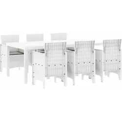 vidaXL Garten Essgruppe 7 pcs Weiß Polypropylen