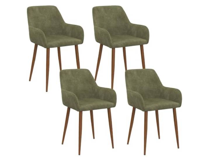 IDMarket - 4er-Set Rory-Stühle aus grünem Chenille-Stoff mit Beinen aus Nussbaumholz für das Esszimmer