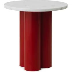 Dit Carrara White Tischchen auf roten Beinen