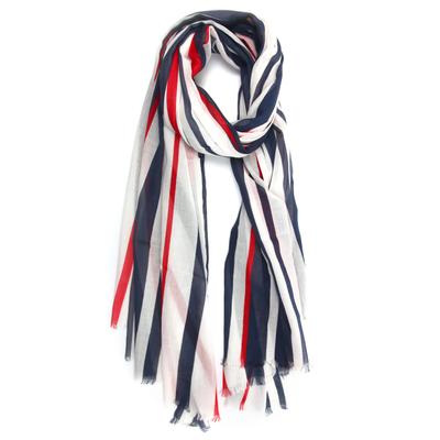 Modeschal "Cannes", Damen, weiß, Baumwolle, COLLEZIONE ALESSANDRO, gestreift, Basic, Modetücher, breit, mit maritimen Streifen
