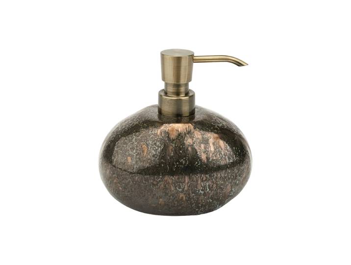 Handgefertigter Design Seifenspender „Ugo“ 500 ml aus Keramik, Vintage Bronze Vintage Bronze, Gold Aquanova