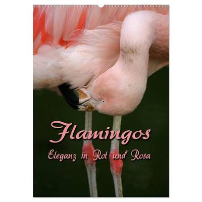 Flamingos - Eleganz in Rot und Rosa (Wandkalender 2026 DIN A2 hoch), CALVENDO Monatskalender