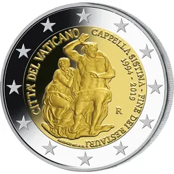 Vatikan 2019: 2-Euro-Münze Restaurierung Sixtinische Kapelle