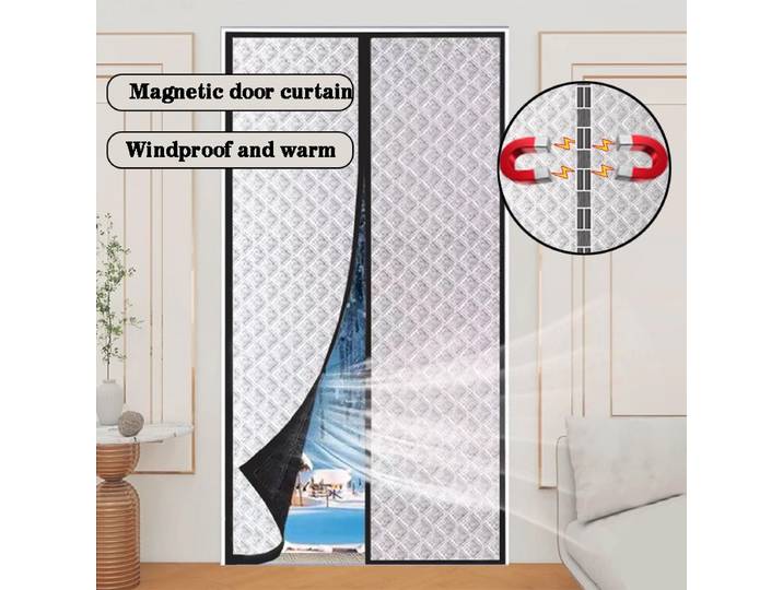 Rideau de porte en coton magnétique pour l'hiver, épais, chaud, coupe-vent, rideau de séparation, insonorisant, résistant au froid, rideau occultant