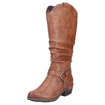 Westernstiefel RIEKER, Damen, Gr. 37, Warmfutter, Normalschaft, braun, Lederimitat, used, Schuhe, Blockabsatz, Cowboystiefel mit wasserabweisender riekerTEX-Membran