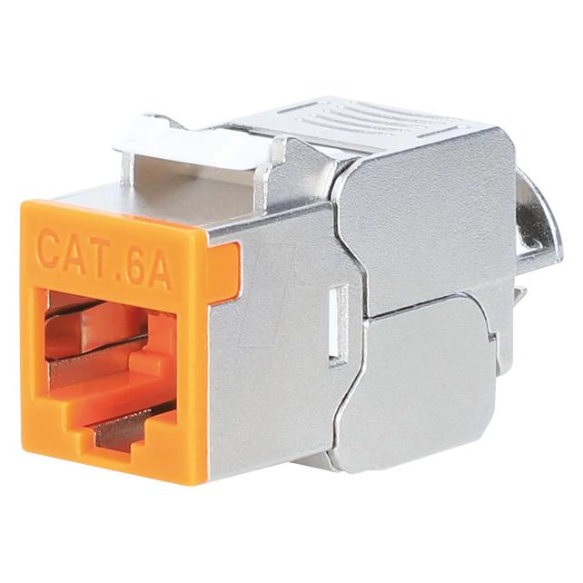 Intellinet Cat6a 10G Slimline Keystone-Modul, geschirmt und werkzeuglos, orange (Keystone Modul) (791328)