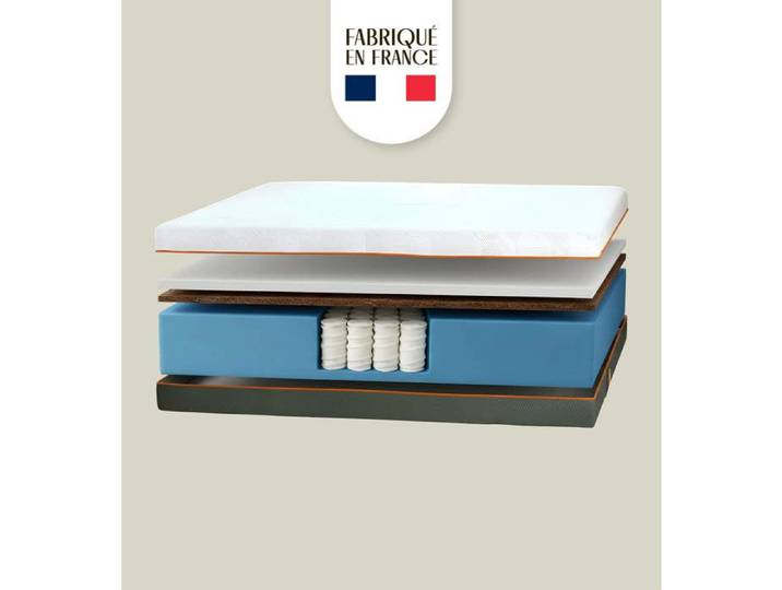 Matelas Hybride Français Premium - 200x200 - Ressorts Ensachés - Accueil Souple - Déhoussable - Matelas Nuances - Dormez Français