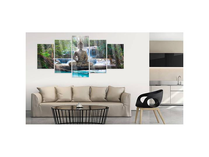 Tableau déco Buddha and Waterfall Plexiglas Multicolore 100 x 50cm