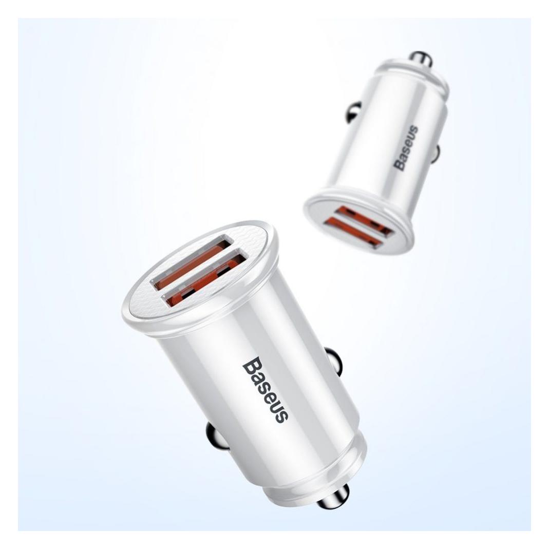 Baseus Circular Plastic A+A 30W Dual QC3.0 Quick Car Charger(QC 3.0 SCP AFC) Black (CCALL-YD01)