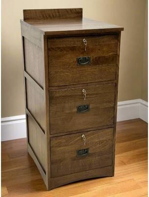 Crafters and Weavers Mission Solid Oak 3 Drawer File Cabinet