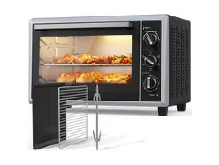 Mini-four - HOMCOM - 46 L - broche rotative chaleur tournante température réglable 90-230 °C - acier - 58 1x41x37 6cm - noir