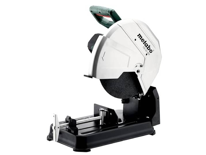 metabo CS 22-355 Tronçonneuse à Métaux\, Scie à Disque 355 mm\, 2200W Coupe d onglet -15° à 45° pour tubes\, profilés acier et fer\, moteur robuste\, avec pare-étincelles et bride rapide