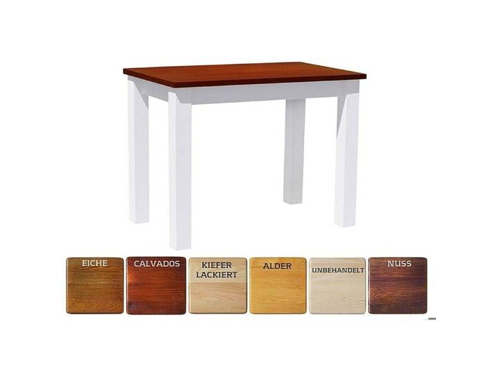 Table à manger KOMA KM428349 en pin massif 100 x 80 cm blanc / pin brut
