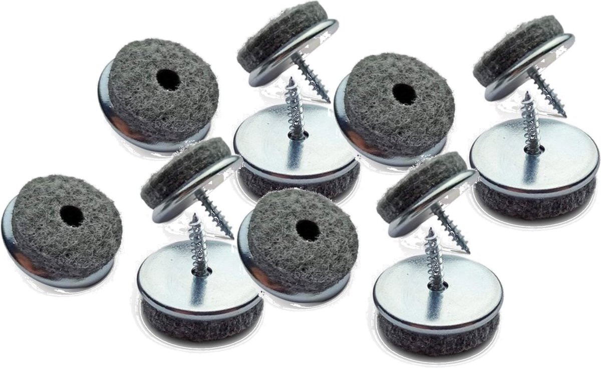 40x Viltglijders Bruin met Vernikkeld Metaal en Schroefbevestiging - 20 mm Meubelbeschermers