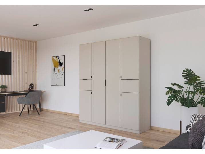 Drehtürenschrank Ticao mit Softclose 181cm Beige/Kaschmir