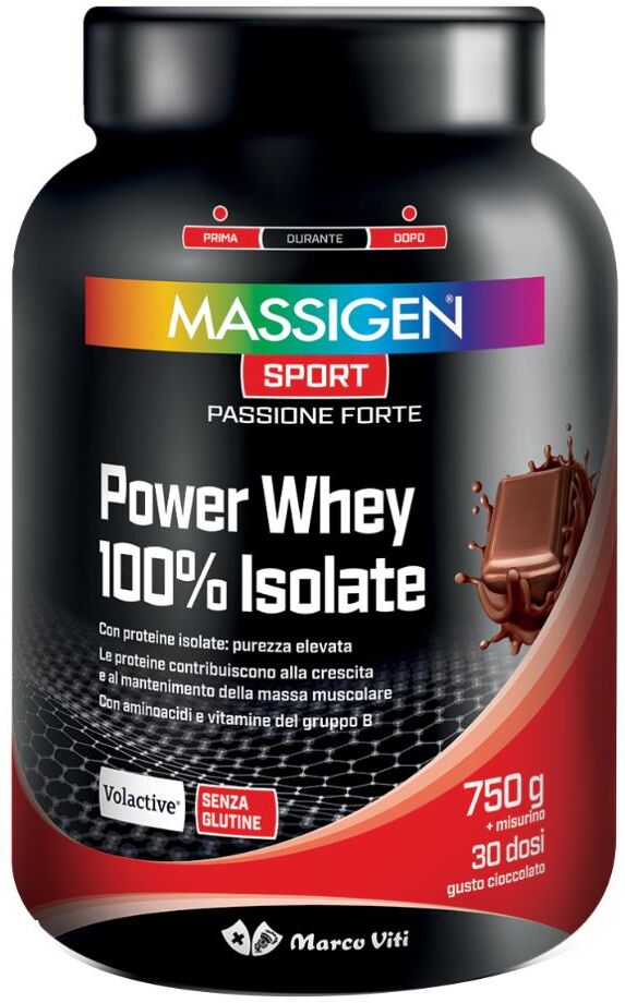 MARCO VITI FARMACEUTICI SpA Massigen Sport, Power Whey 100% Isolate, 750 g