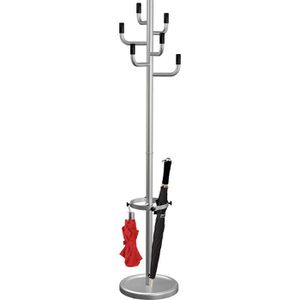 Kerkmann Garderobenständer Vegas B, silber, mit 6 Haken, aus Metall, 174,5 x 36cm
