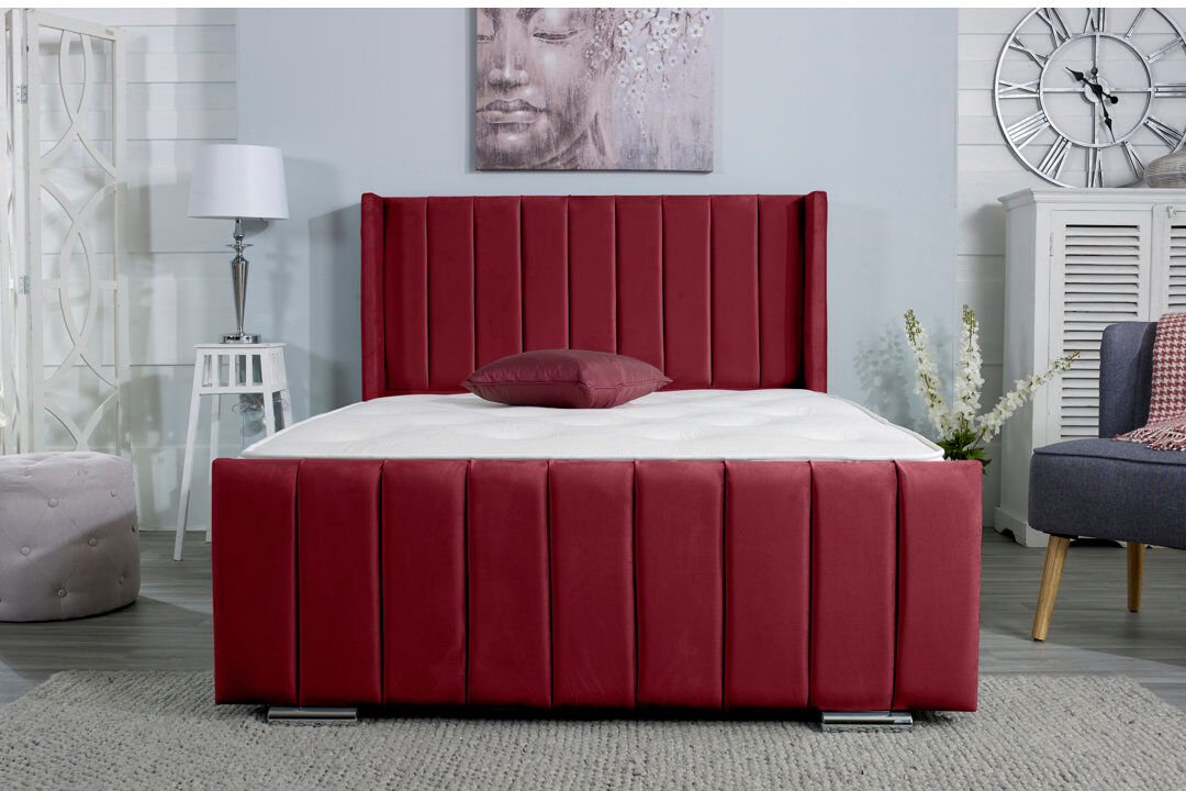 Wayfair Sleep Apperton Upholstered Bed Frame Maroon Kingsize (5')
