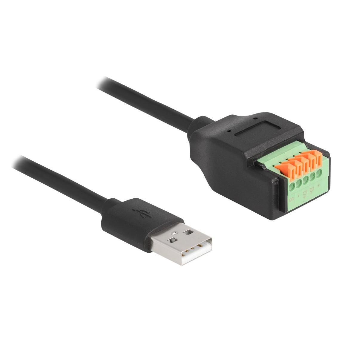 Delock USB 2.0 Kabel Typ-A Stecker zu Terminalblock Adapter mit Drucktaster 15 cm (0.15 m, USB 2.0) (66061)