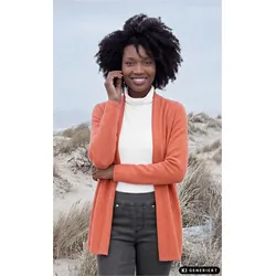 Kaschmir-Strickjacke in Melange orange in Größe 40/42 von DW-Shop, Orange, 40/42