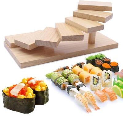 Drop Dash Deals Premium Tier Sushi Display Rack For Japanese Cuisine & Dessert Presentation Premium Tier Sushi Display Rack For Japanese Cuisine & Dessert Presentation