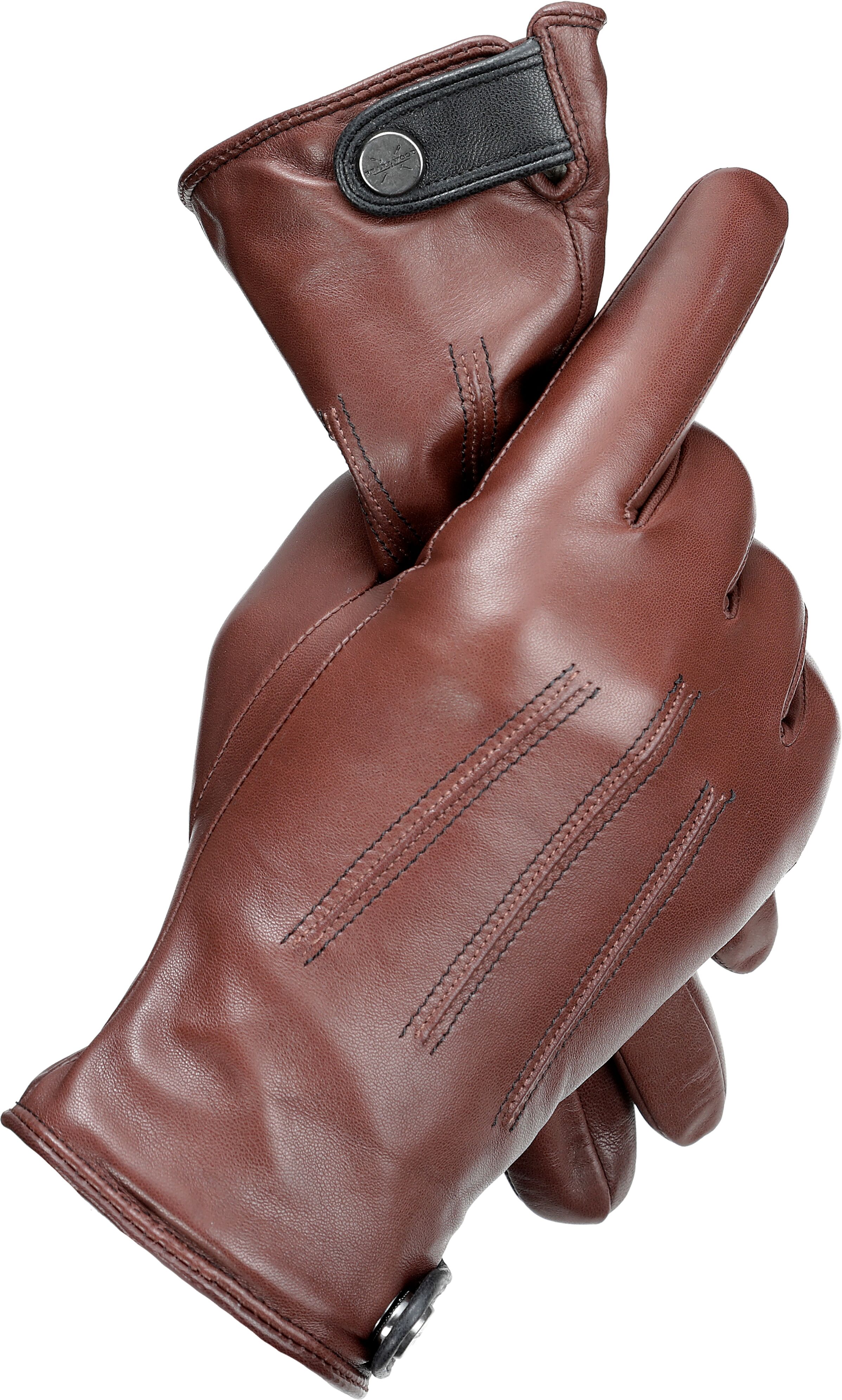 Lederhandschuhe PEARLWOOD "TAYLOR", Herren, Gr. 8,5, braun (marroon), Lammleder, unifarben, Handschuhe Lederhandschuhe, gefüttert, Ziernähte, seitlicher Lederriegel in Kontrastfarbe marroon 8,5