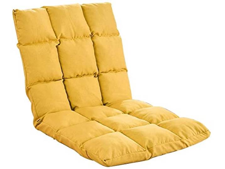 IXMLDAXD Der Stuhl, Adjustable Foldable Floor Chair with Backrest - 5 Position Meditation Seat Removable Washable Cushion Comfortable Khaki Seating Solution(Yellow)