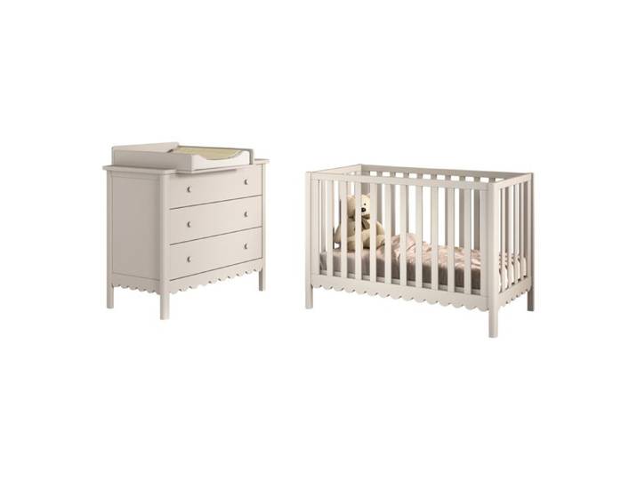 Ensemble chambre - JAXX - SWINGO - Lit bébé 60x120 - Commode 3 tiroirs - Plan à langer assorti