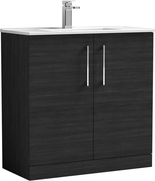 Nuie Arno 800mm Single Bathroom Vanity with Integrated Vitreous China Basin Anthracite Woodgrain 800mm W