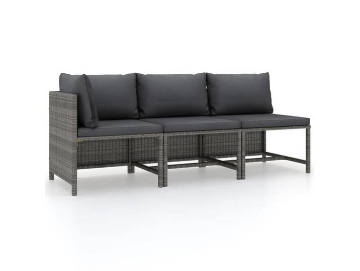 SALE 2025 Sofa de jardin - Salon de jardin 3 pcs avec coussins Résine tressée - Gris - 60x60x60 cm 27 Kg 6977