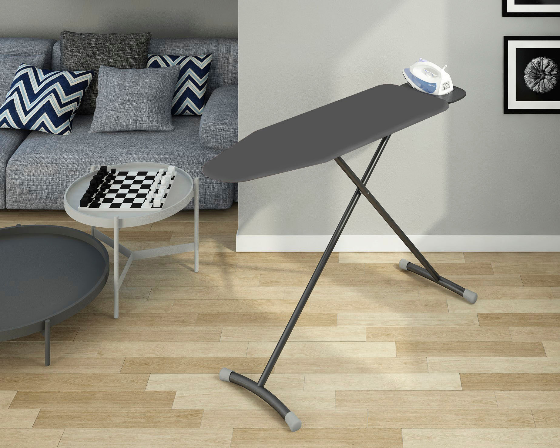 Bügelbrett BISCHOF COLOMBO "Amboss", grau (anthrazit), B:45cm T:169cm, Bügelbretter, Bügelbrett, Standbeine 35 mm Ø, Made in Italy