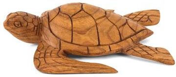 G6 Collection Wooden Tortoise Home Decor Sculpture Statue Hand Carved Decorative Accent Figurine Handcrafted Handmade Seaside Tropical