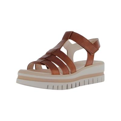 Keilsandalette GABOR "Gabor Sandalen Leder", Damen, Gr. 38, camel, Leder, Schuhe