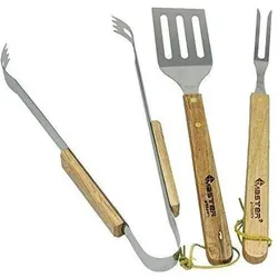 Master, Grillbesteck, 4U-Onlinehandel 3tlg Grillbesteck Set Grillset Edelstahl Barbecue Grillwender Grillzange Fleischgabe