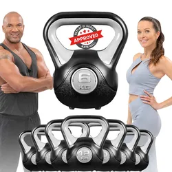 Miweba Sports Kettlebell KB200, Kunststoff-Kugelhantel, 4-12 kg, Anti-Rutsch-Griff, Hartgummifüße (6,0 kg)