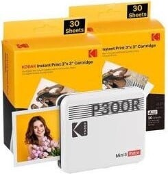Kodak Mini 3 Retro Bluetooth Fotoprinter met Sublimatieprinttechnologie voor Randloze Prints, Wit