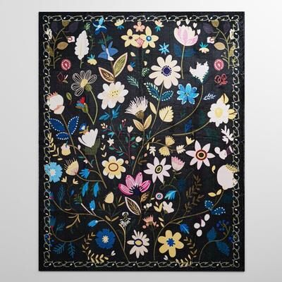 Maxax Nature Floral Non-Slip Machine Washable Colorful Modern Area Rug