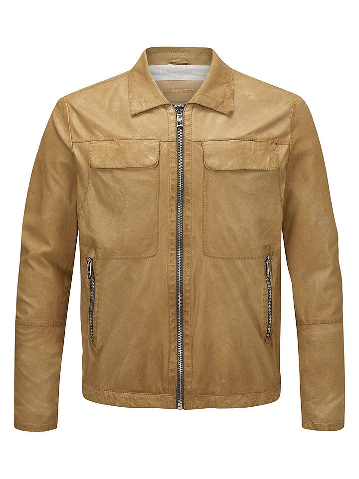 Milestone Lederjacke "Boston" in Beige - 58