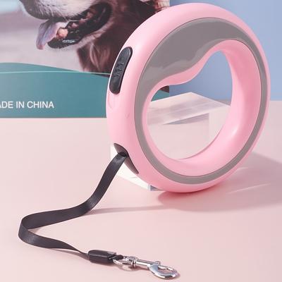 Market Central Tangle Free Retractable Dog Leash With Comfort Handle For Medium Large Dogs pink