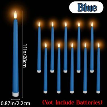 Uplift Treasures LED Flameless Flickering Taper Candles blue 108pcs