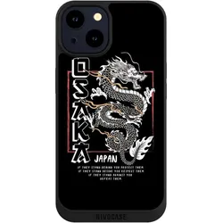Nivocase Handyhülle für Apple iPhone 14 Hülle NIVOpure Case Schwarz Drache Japan Meer (Apple iPhone 14), Smartphone Hülle, Schwarz