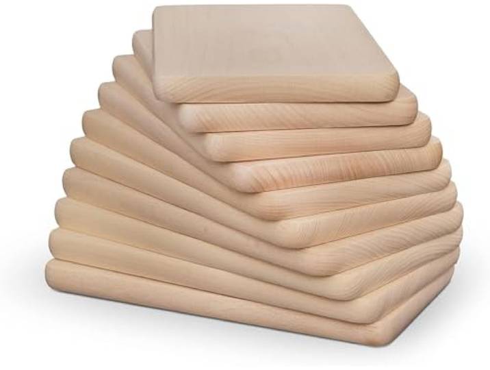 BAS Frühstücksbrettchen Holz 50er Set Buche natur 24 x 14 x 1,5 cm Holzbrettchen mit unbehandelter Oberfläche – beidseitig nutzbar – ideal zum Gravieren und Personalisieren